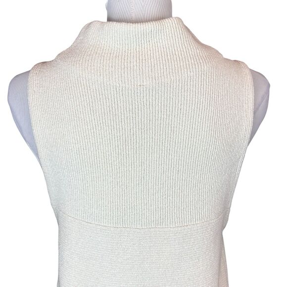 Free People XS Isla Ottoman Sweater Slouchy Sleeveless Ivory Tunic Turtleneck - Picture 8 of 13